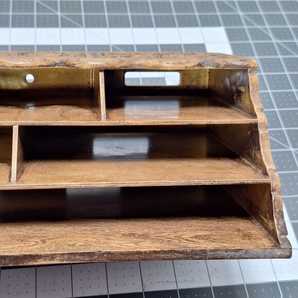 Vintage Lerner Desk Top Letter Mail File Holder Organizer Faux Wood Ornate USA - Picture 11 of 16